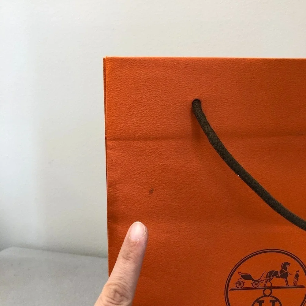 Hermes Authentic Orange Gift Paper Shopping Bag Medium Rectangle 16.5x11x4